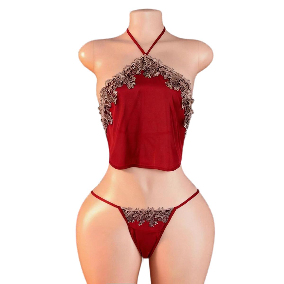 Anime Cosplay Of - Roter Hof-Bauchwickel mit Höschen-Sling, Schlafoberteil-Set, sexy