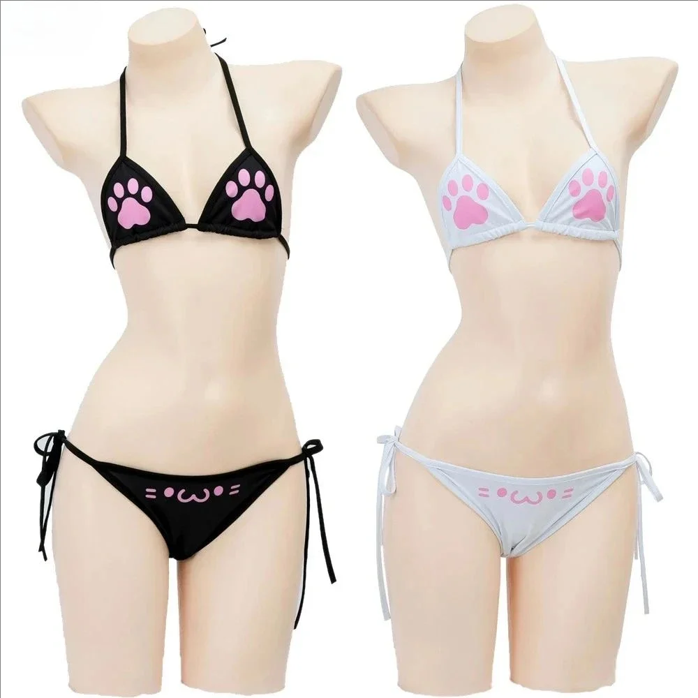 Anime Cosplay Bikini - Niedliches, von Anime-Spielen inspiriertes Dreiteiliges Bikini-Cosplay-Lingerie-Set