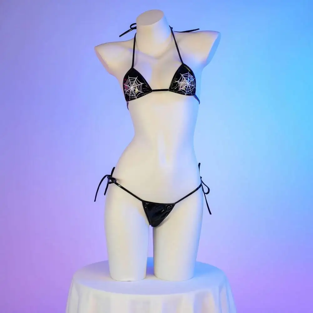 Anime Cosplay Bikini - Damen Spinnennetz-Print 2-teiliger Bikini Badeanzug Kunstleder