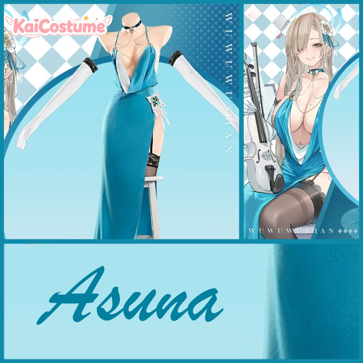 Blue Archive Asuna Abendkleid  – Anime Cosplay Costumes Female Bewertung und Preis